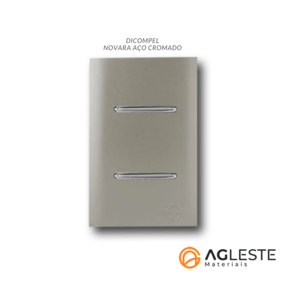 Conjunto Interruptor Duplo Simples 4x2 - Novara Aço Cromado